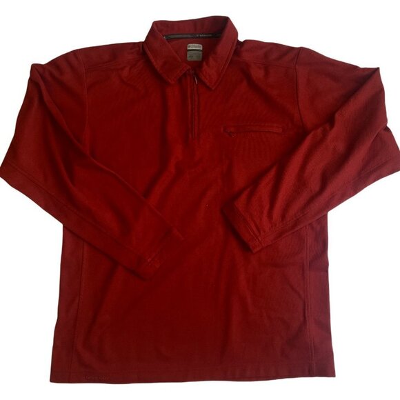 Columbia 1/4 Zip Sweater Large Rust Orange Titanium Outdoor Knit Pullover Men’s - Picture 2 of 11